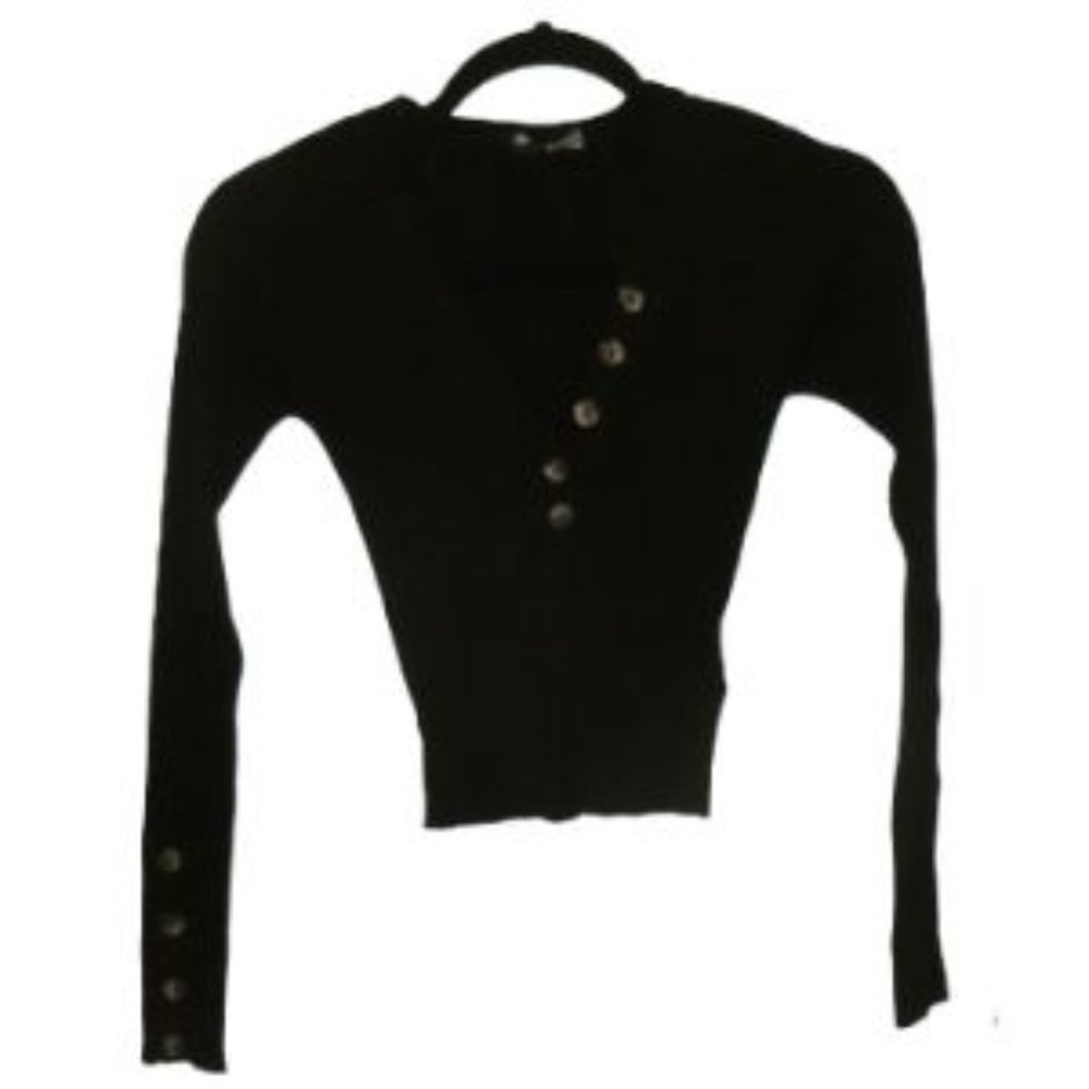 Divided Crop Ribbed Sweater